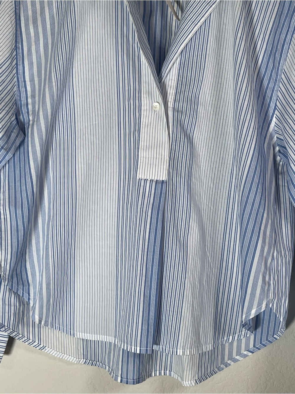 Madewell NWT Notch-Collar Popover Shirt Size Small in Hermitage Blue Stripe - Picture 5 of 12